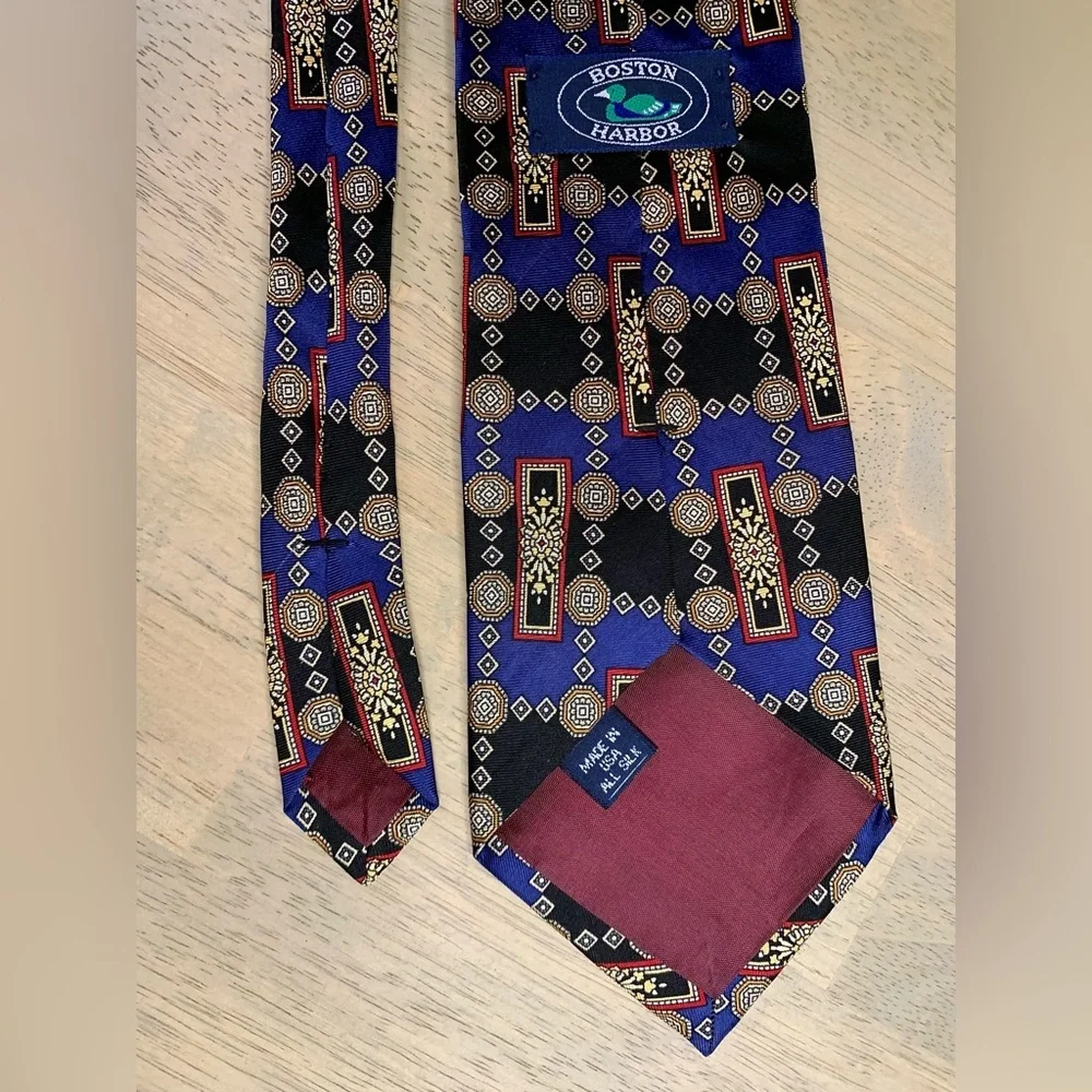 Boston Harbor Multicolor Geometric Men's Tie Silk 3.75